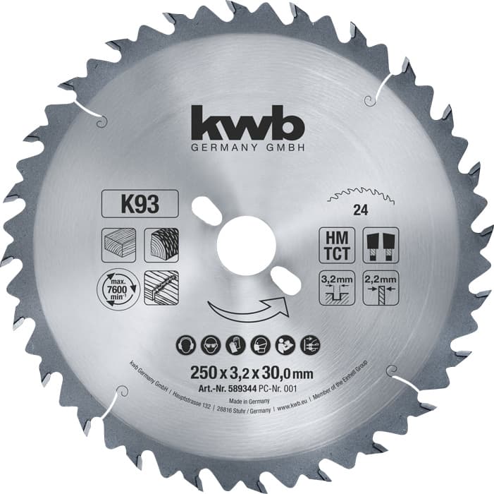  KWB 49589344 Rezni disk za cirkular 250x30 24Z, HM, za drvo/plastiku
