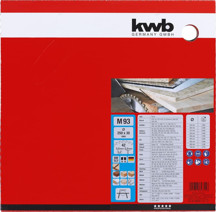  KWB 49589355 Rezni disk za cirkular 250x30 42Z, HM, za drvo/plastiku - slika 2
