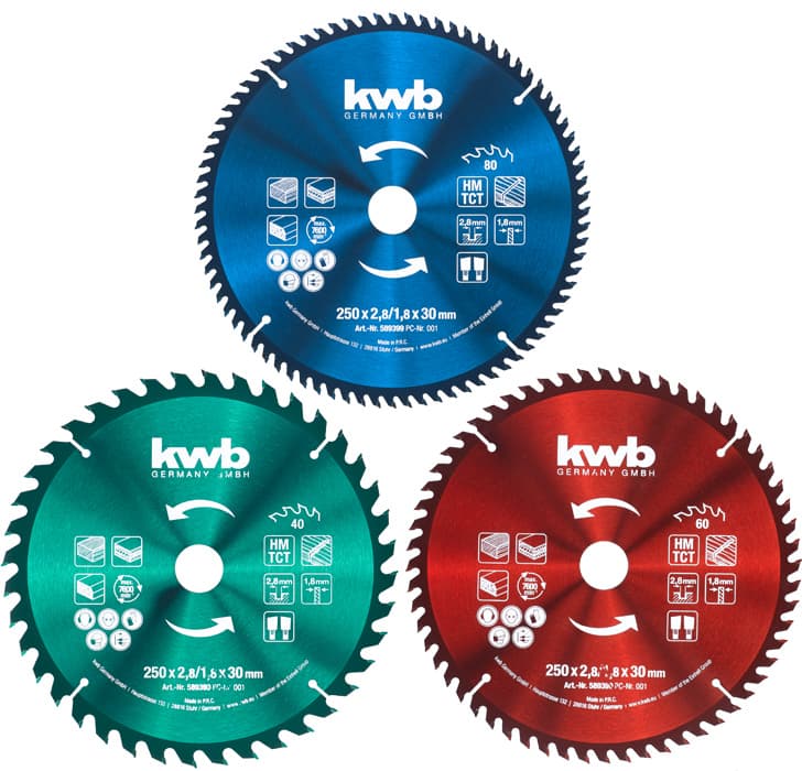  KWB 49589399 set listova za cirkular 250 x 30 mm, 3 dela