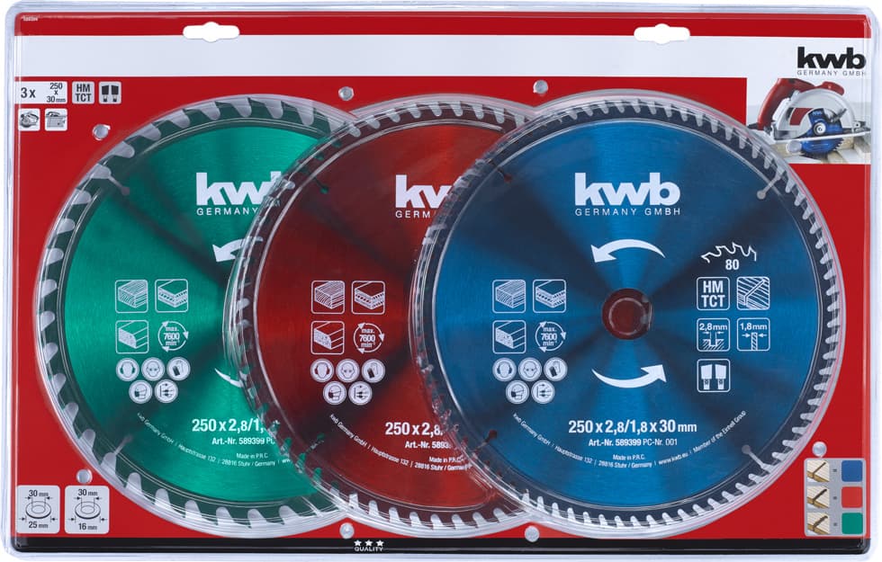  KWB 49589399 set listova za cirkular 250 x 30 mm, 3 dela - slika 3