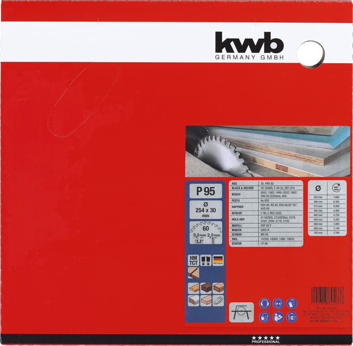  KWB 49589566 list za cirkular za drvo 254 x 3,2 x 30 mm, Z60, ojačan karbidom - slika 2