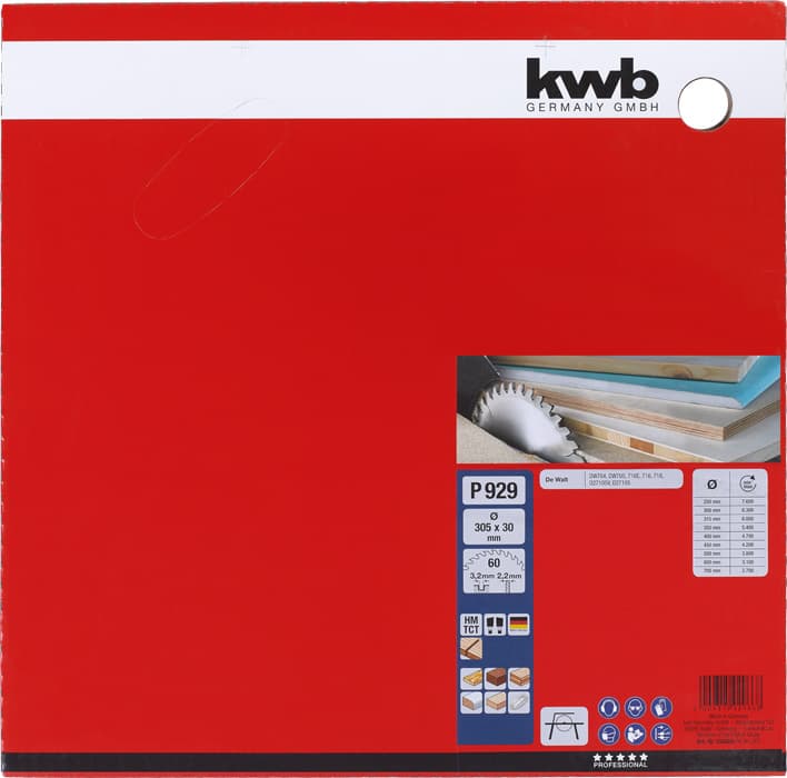  KWB 49592966 list za cirkular za drvo 305 x 3,2 x 30 mm, Z60, ojačan karbidom - slika 2