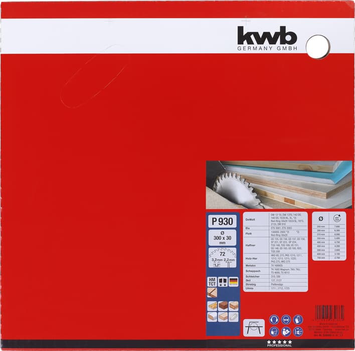  KWB 49593066 list za cirkular za drvo 300 x 3,2 x 30 mm, Z72, ojačan karbidom - slika 2