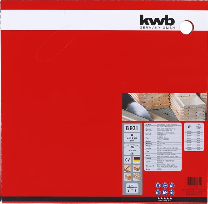  KWB 49593111 Rezni disk za cirkular 315x30 80Z, CrV, za drvo - slika 2