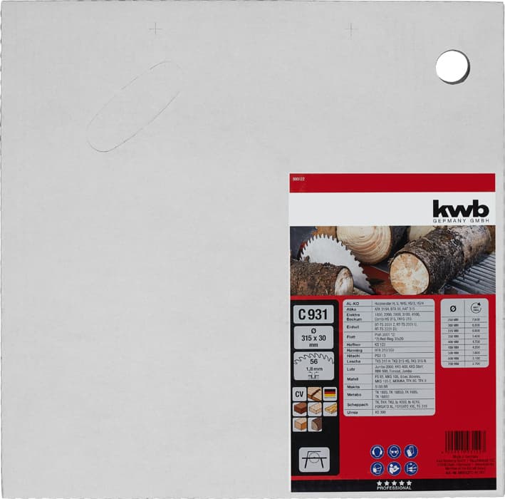  KWB 49593122 Rezni disk za cirkular 315x30 56Z, CrV, za drvo - slika 2