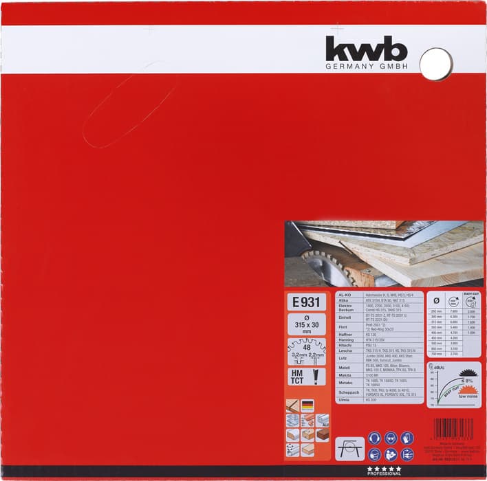  KWB 49593133 Easy-Cut rezni disk za cirkular 315x30, 48Z, HM, univerzalni - slika 2