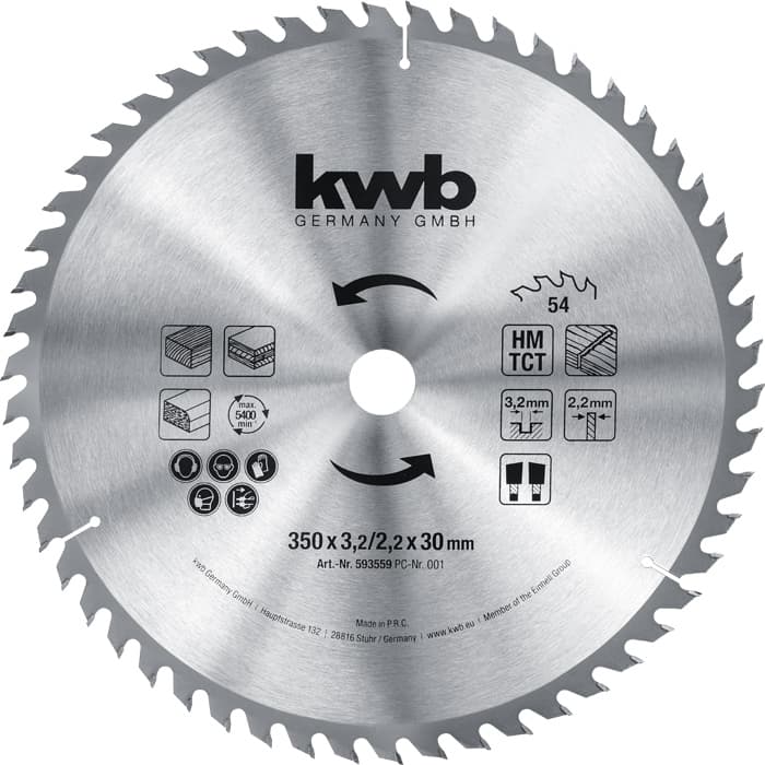  KWB 49593559 list za cirkular za drvo 350 x 30 mm, T54, ojačan karbidom
