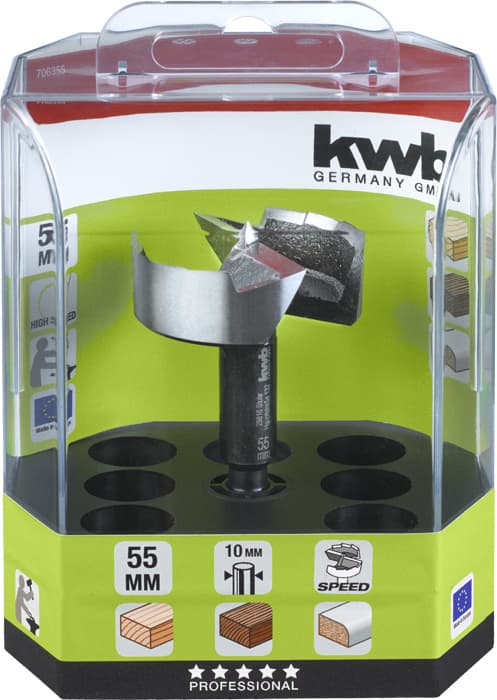  KWB 49706355 Speed čeona burgija za drvo 55, 10mm, Forstner, DIN 7483 G, Energy Saving - slika 2