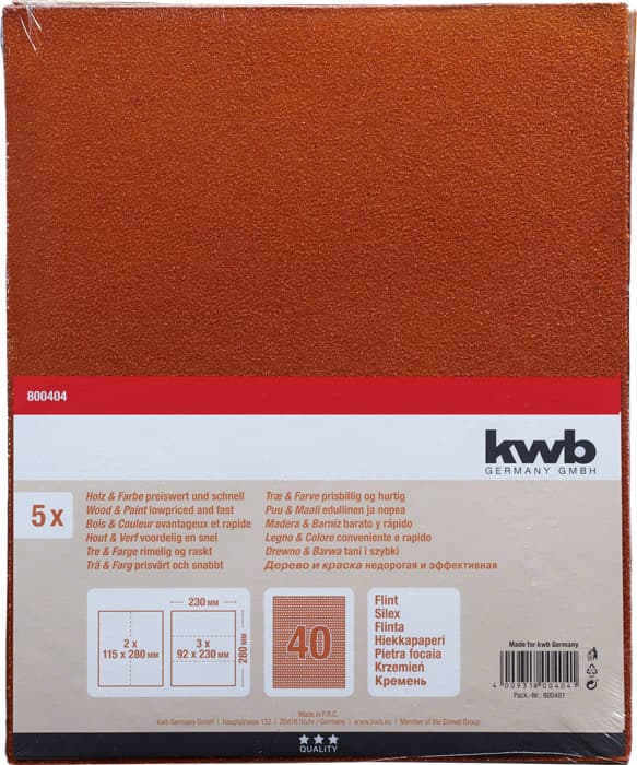  KWB 49800404 brusni papir 230 x 280 mm, GR 40, 5 komada - slika 2