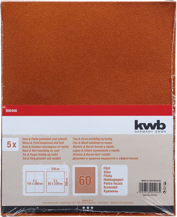  KWB 49800406 brusni papir 230 x 280 mm, GR 60, 5 komada - slika 2
