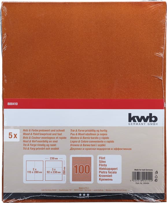  KWB 49800410 brusni papir 230 x 280 mm, GR100, 5 komada - slika 2