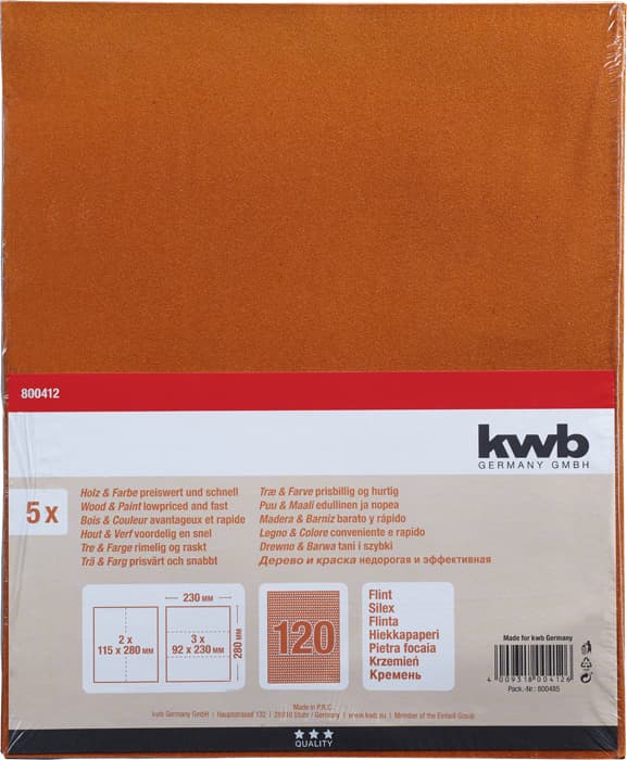  KWB 49800412 brusni papir 230 x 280 mm, GR120, 5 komada - slika 2