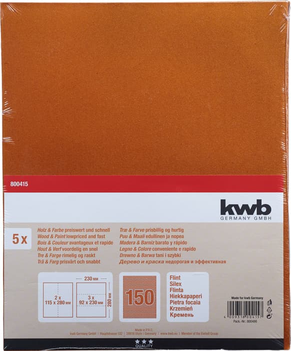  KWB 49800415 brusni papir 230 x 280 mm, GR150, 5 komada - slika 2
