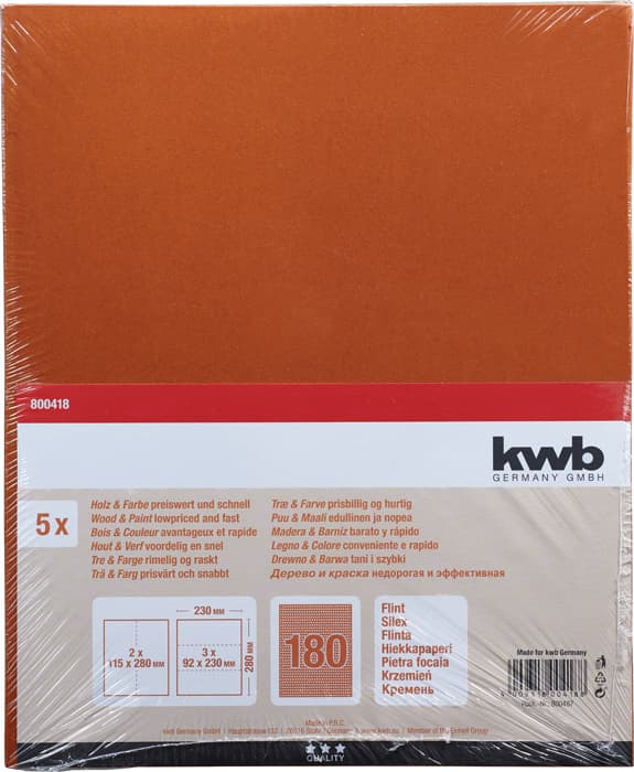  KWB 49800418 brusni papir 230 x 280 mm, GR180, 5 komada - slika 2