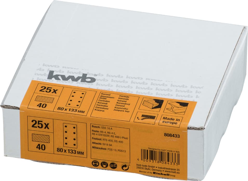  KWB 49808433 brusni papir sa rupama 80 x 133 mm, 25 komada, GR  40 - slika 3