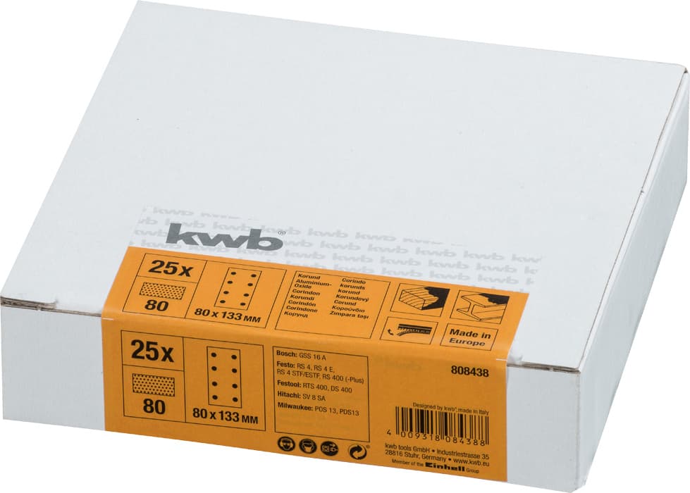  KWB 49808438 brusni papir sa rupama 80 x 133 mm, 25 komada, GR  80 - slika 3