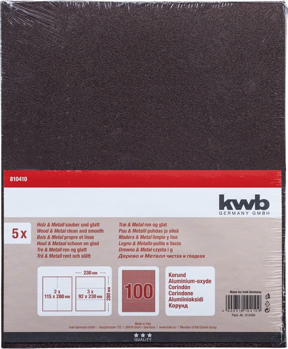  KWB 49810410 brusni papir 230 x 280 mm, G100, 5 delova - slika 2
