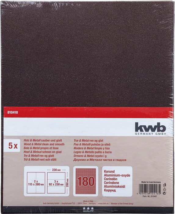  KWB 49810418 brusni papir 230 x 280 mm, G180, 5 delova - slika 2