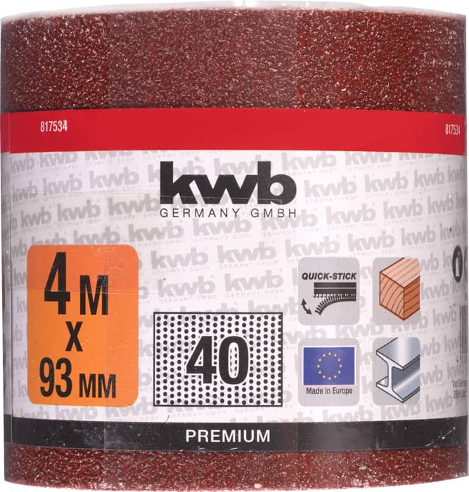  KWB 49817534 brusni papir u rolni 93 x 230 mm, za drvo/metal, G 40 - slika 2
