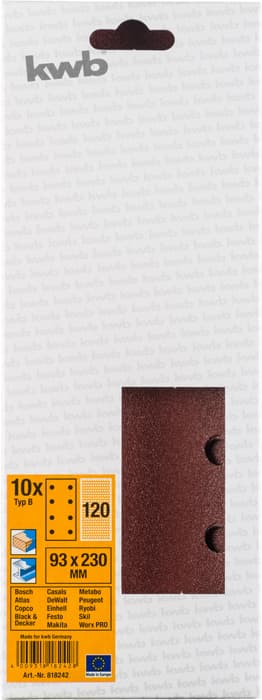  KWB 49818242 brusni papir sa rupama 93 x 230 mm / GR 120, 10 komada - slika 3