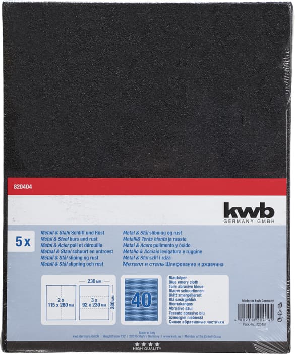  KWB 49820404 crni brusni papir, GR 40, 5 komada - slika 2