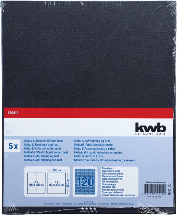  KWB 49820412 crni brusni papir, GR120, 5 komada - slika 2