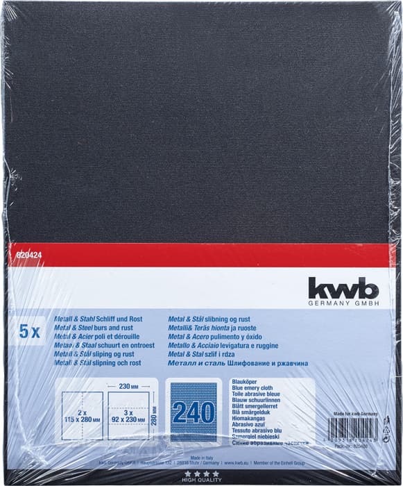  KWB 49820424 crni brusni papir, GR240, 5 komada - slika 2