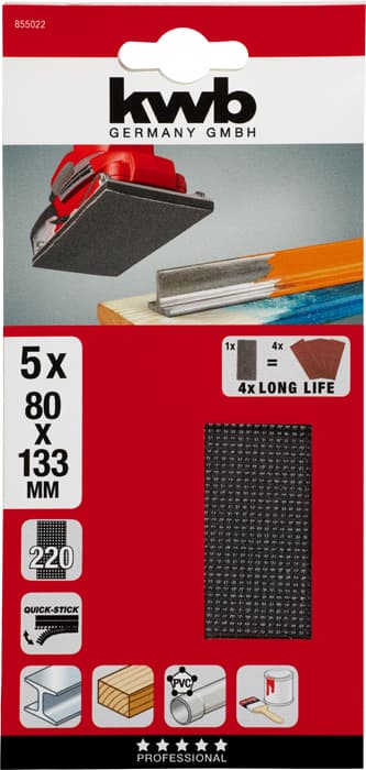  KWB 49855022 Brusna mrežica 80x133 GR220, za vibracione brusilice, Si-karbid - slika 2