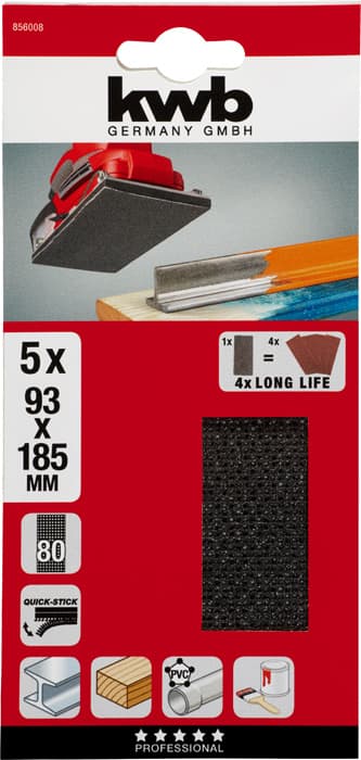  KWB 49856008 Brusna mrežica 93x185 GR80, za vibracione brusilice, Si-karbid - slika 2