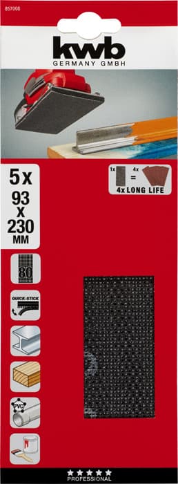  KWB 49857008 Brusna mrežica 93x230 GR80, za vibracione brusilice, Si-karbid - slika 2