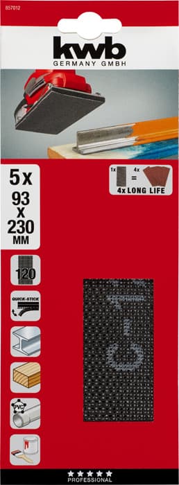  KWB 49857012 Brusna mrežica 93x230 GR120, za vibracione brusilice, Si-karbid - slika 2