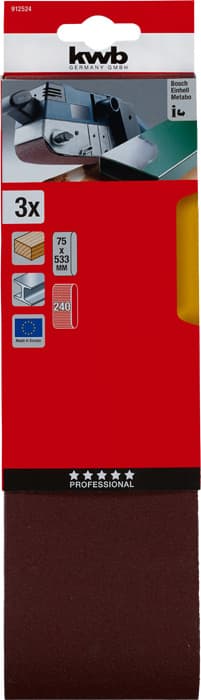  KWB 49912524 Trakasti brusni papir 75x533 GR240 3/1 | drvo-metal, alu-oksid - slika 2