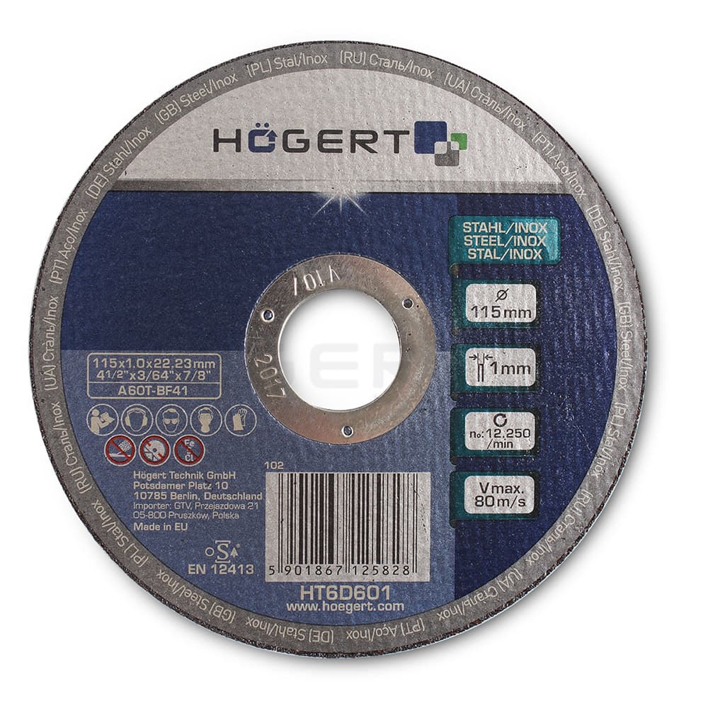 Hogert HT6D601 rezni disk za metal/inox, 115 mm, ultra tanak 1.0 mm