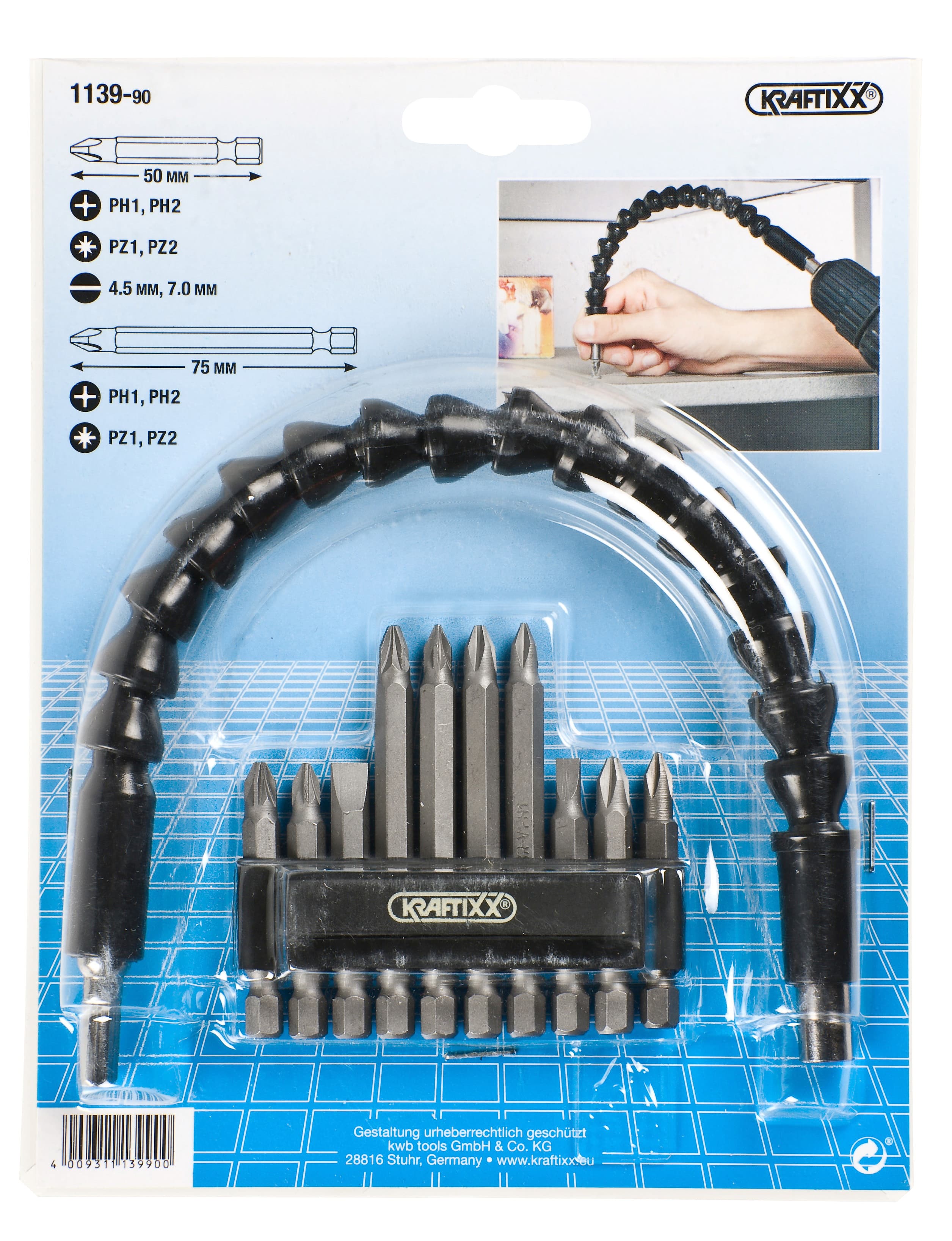  KWB 49113990 set bitova sa fleksibilnom osovinom, 11 delova