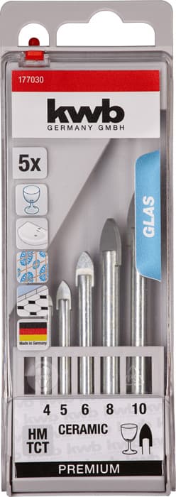  KWB 49177030 set burgija za staklo 4-10 mm, 5 delova, brušene
