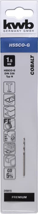  KWB 49249415 HSS-Co Cobalt Twist burgija 1,5 mm - slika 4