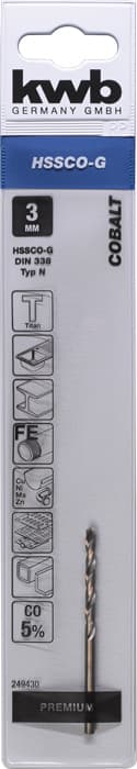  KWB 49249430 HSS-Co Cobalt burgija Twist 3,0 mm - slika 4