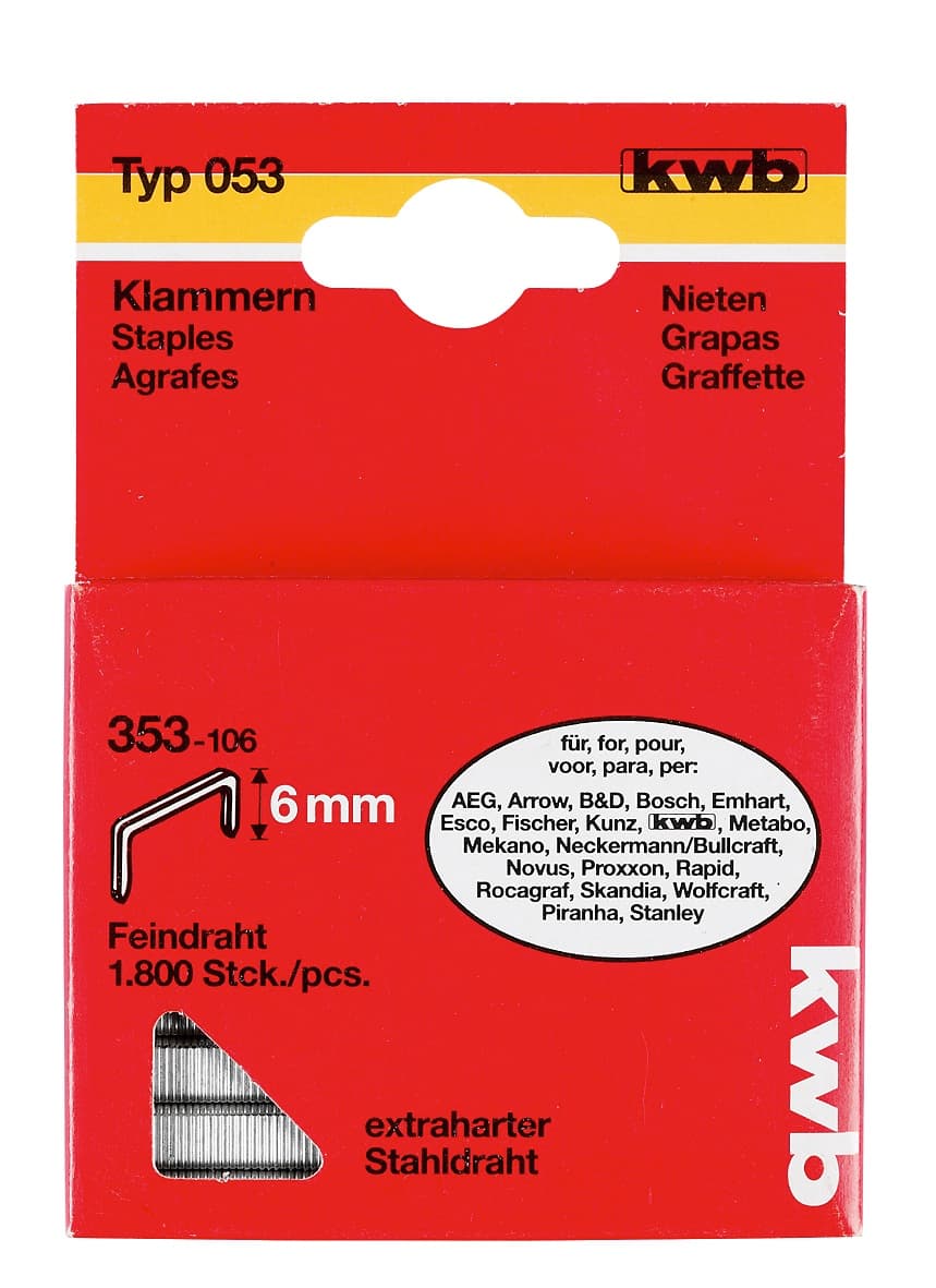  KWB 49353110 Municija za heftalicu 10/11.4 1200/1, Tip053/353, čelik - slika 2