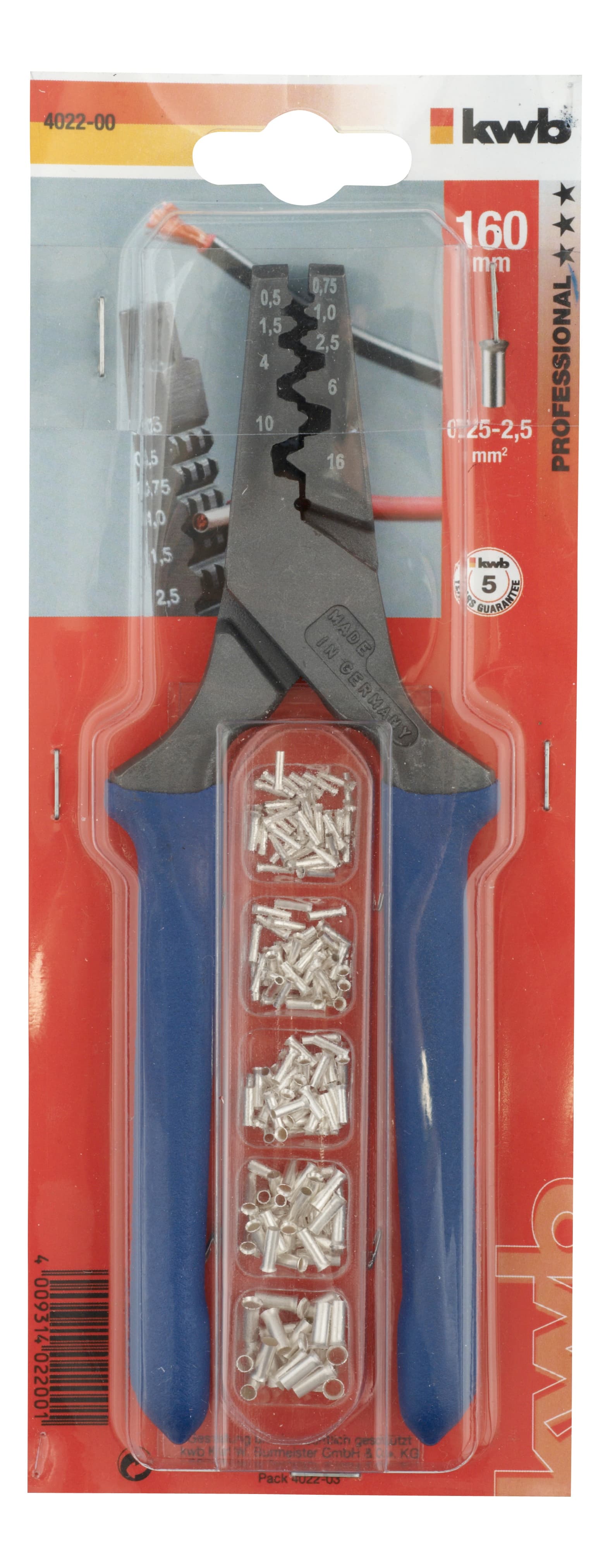  KWB 49402200 krimp klešta 140 mm, za 0,34 - 2,5 mm2 / sa 150 neizolovanih terminala