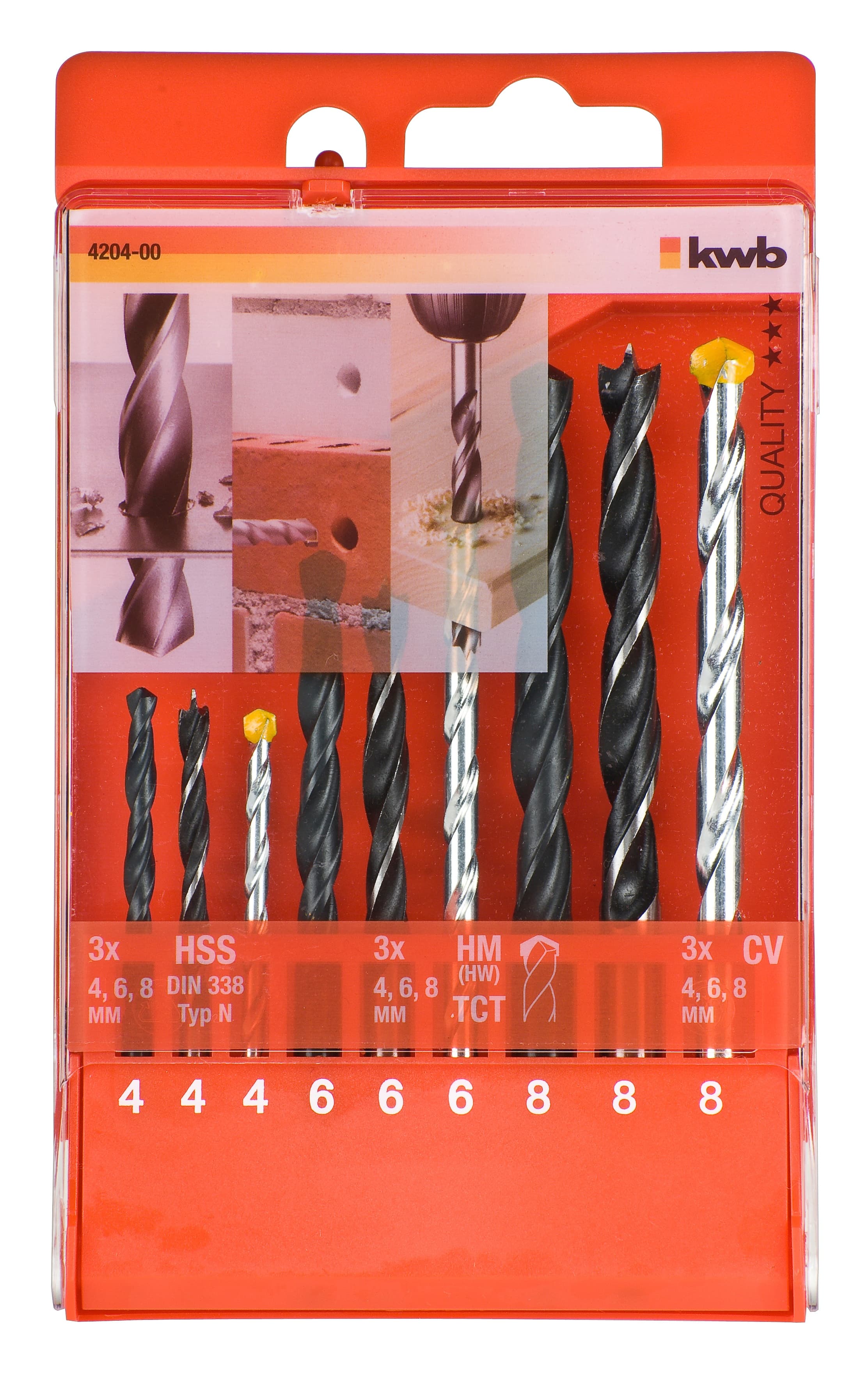  KWB 49420400 HSS-HM-Drvo set burgija 9/1 | HSS 4/6/8, HM 4/6/8, drvo 4/6/8