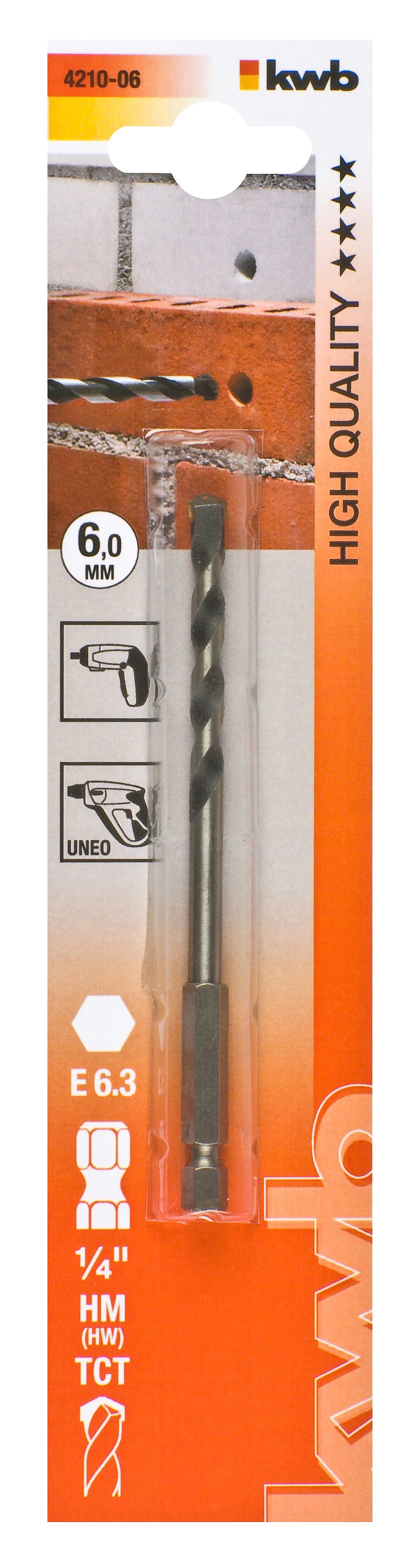  KWB 49421006 burgija za ciglu i kamen 6 mm, 1/4 '', šestougaoni prihvat - slika 2