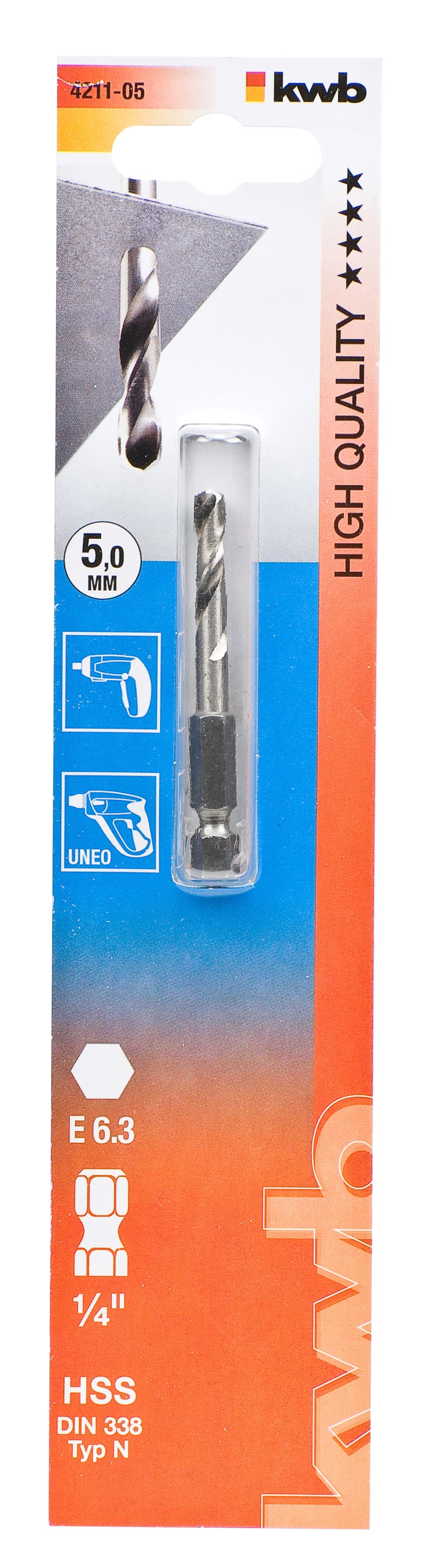  KWB 49421105 HSS spiralna burgija 1/4 " 5 mm, šestougaoni prihvat 