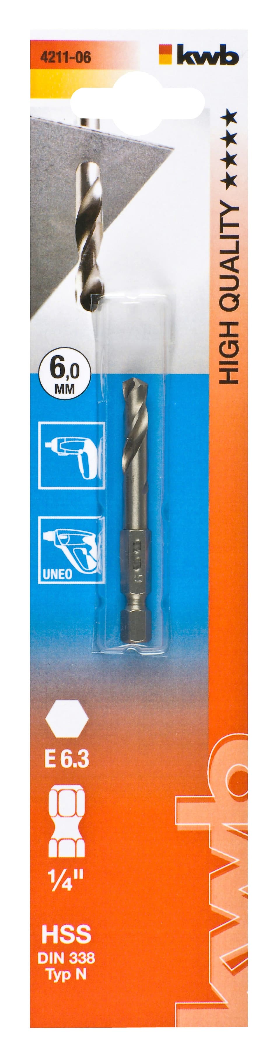  KWB 49421106 HSS spiralna burgija 1/4 " 6 mm, šestougaoni prihvat  - slika 2