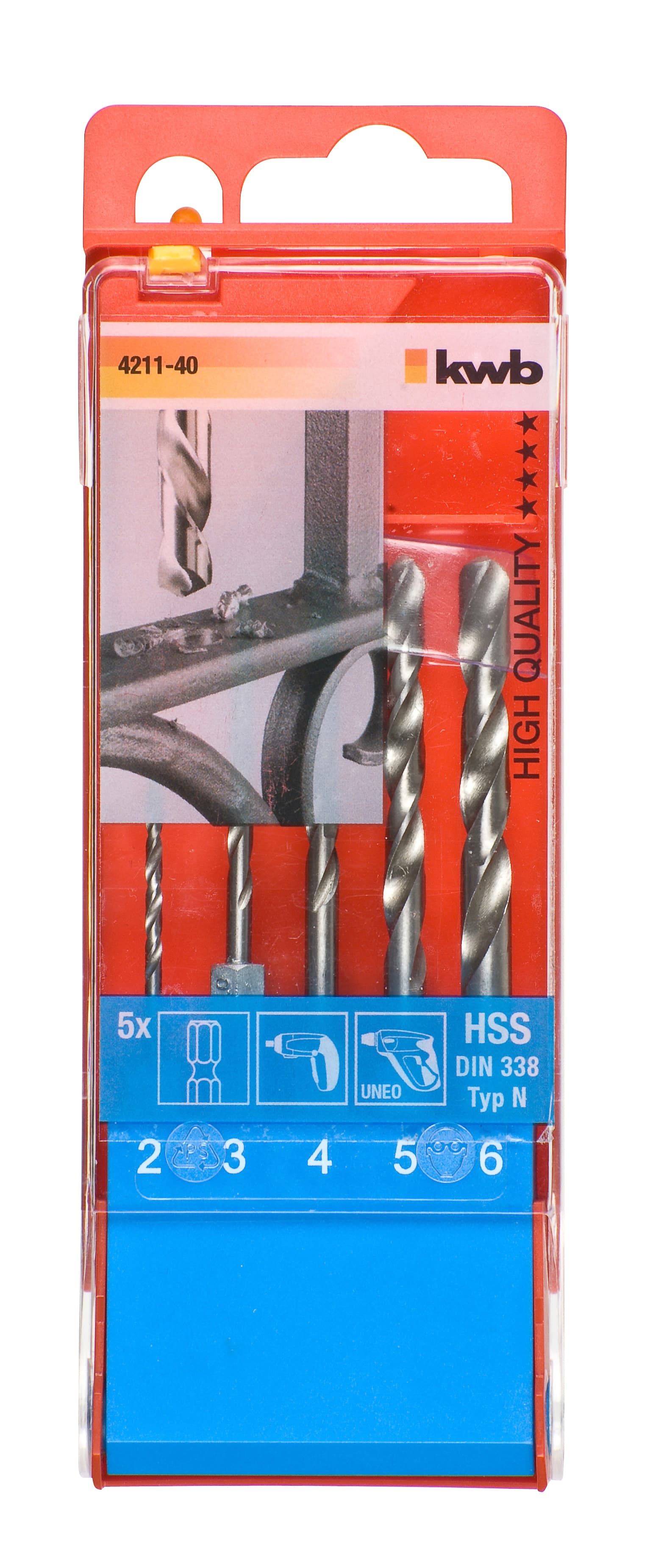  KWB 49421140 HSS-G spiralne burgije, 5 komada, 2-6 mm