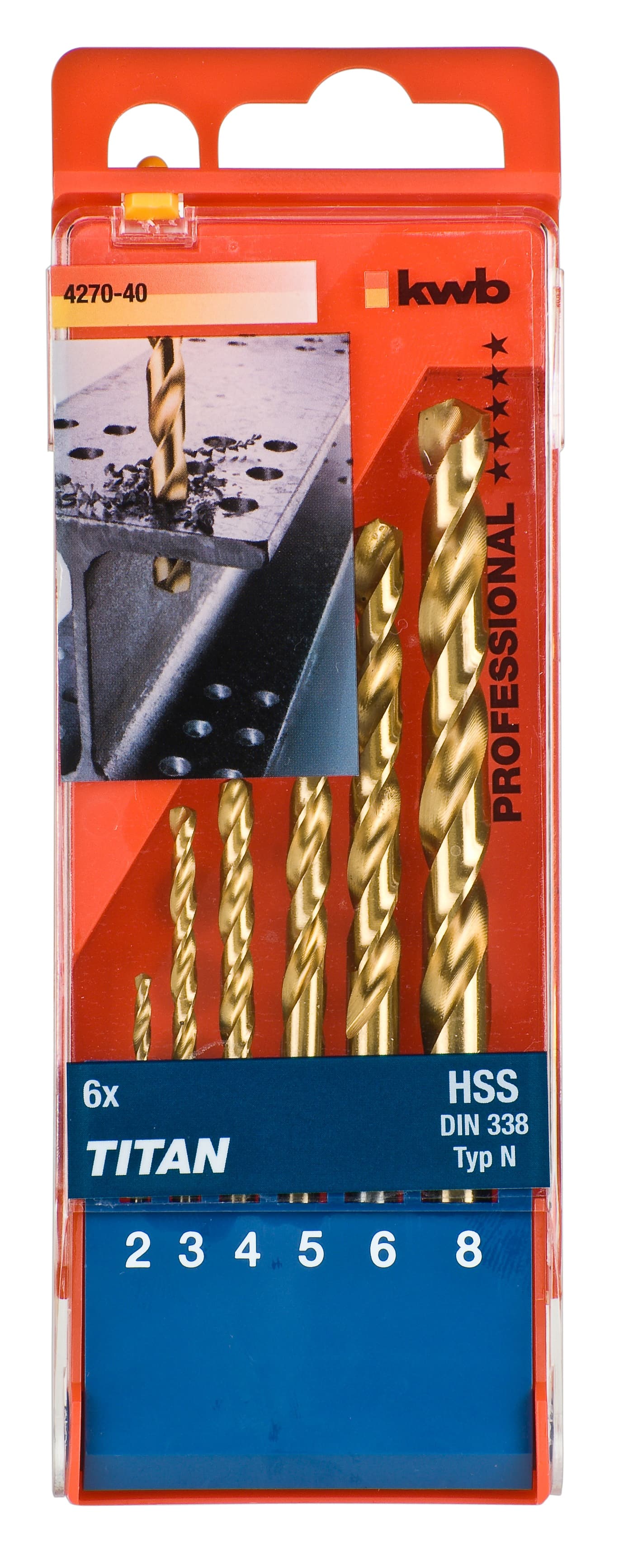  KWB 49427040 Titan HSS set burgija 2-8 6/1 | za metal, 2/3/4/5/6/8, DIN 338