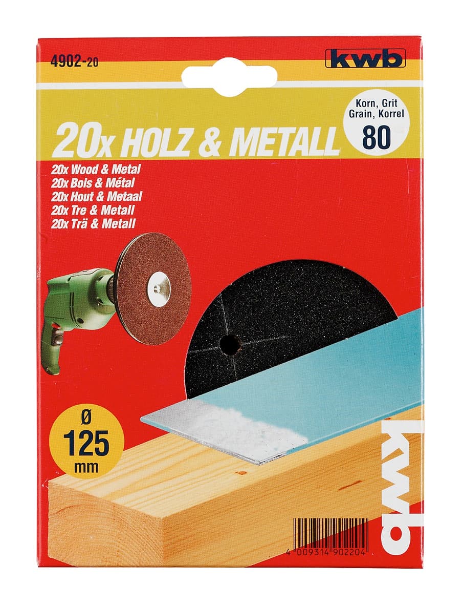  KWB 49490220 15 brusnih diskova za drvo/metal, aluminijum-oksid, 125 mm, srednji