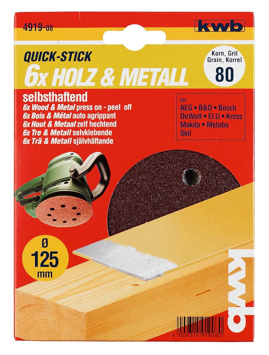  KWB 49491900 Quick-Stick set brusnih papira 125 GR40-240, 5/1 | drvo-metal, alu-oksid - slika 2