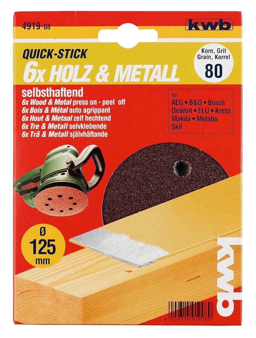  KWB 49491906 Quick-Stick brusni papir 5/1 125 mm, GR60, drvo-metal, alu-oksid - slika 2