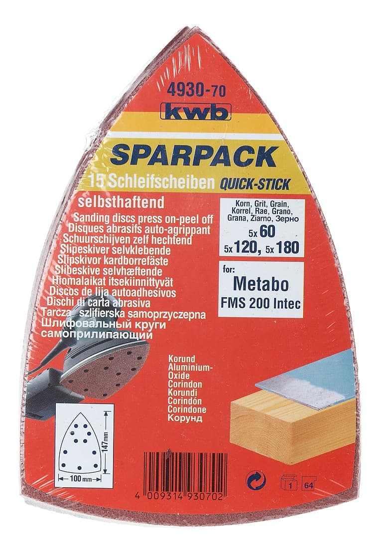  KWB 49493070 Quick-Stick delta brusni papir 12/1 | drvo-metal, 100x147, alu-oksid