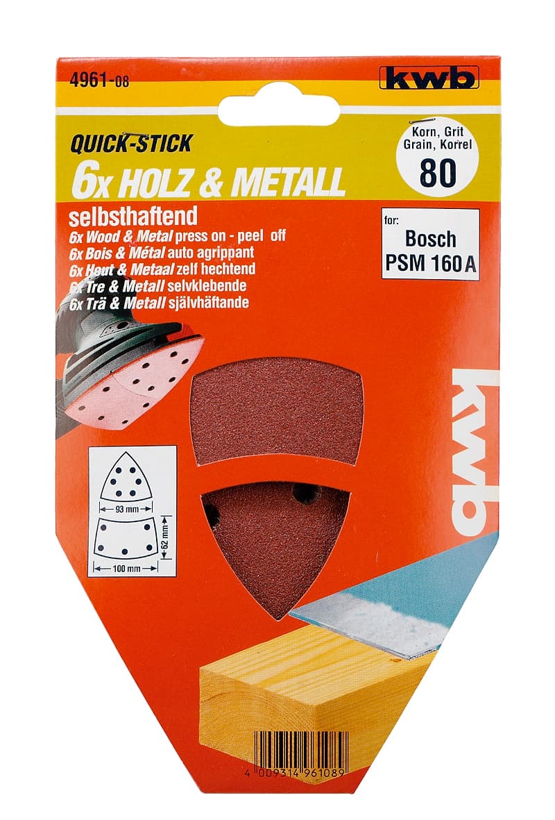  KWB 49496104 Quick-Stick brusni list za multi brusilicu, sa rupama, sa rupama G 40, 1/5 - slika 3
